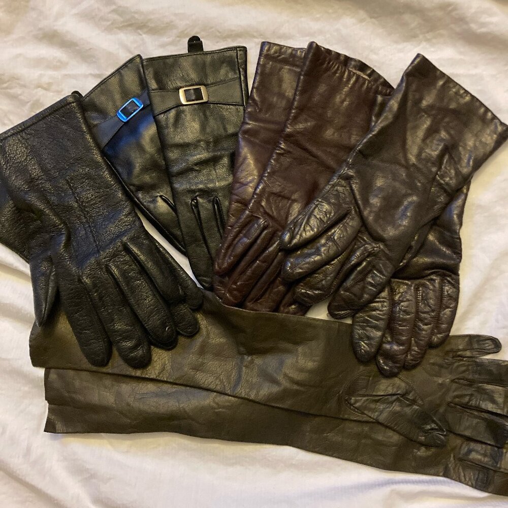 Vintage Leather Glove Bundle 5 Pairs Mob Wife Daily Wear Sizes Between 6 and 7